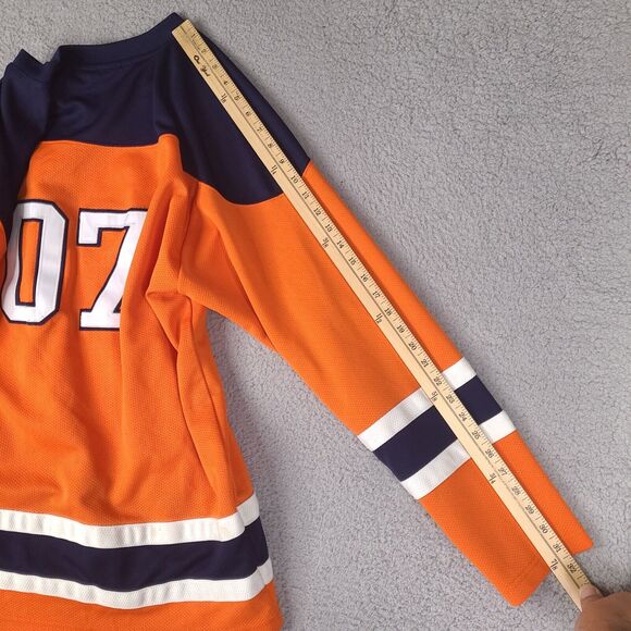 Vintage Results Hockey Jersey Mens Large Orange IV League Embroidered Shirt - Picture 14 of 14